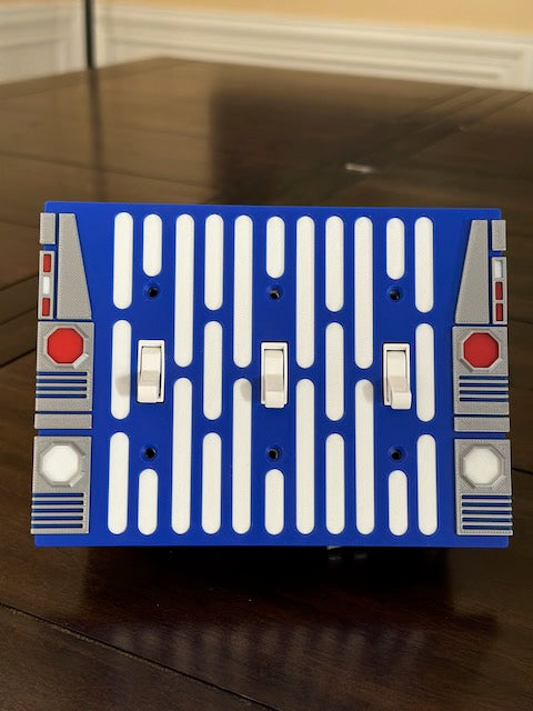 Star Wars inspired - Light Switch Cover Plate - 3 Gang - R2D2