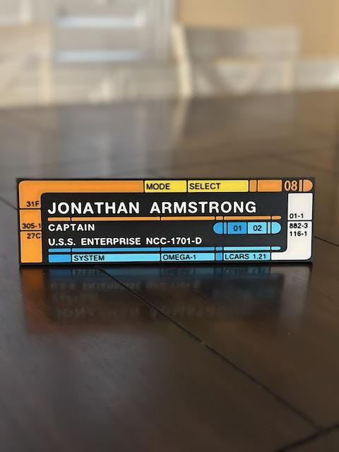 LCARS ST TNG - Name Plate - Desktop Plaque - Personalized