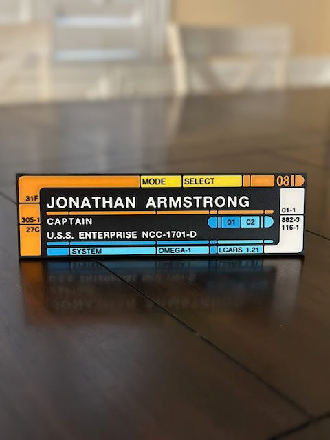 Star Trek inspired - LCARS Name Plate - Desktop Plaque - Personalize with your name and rank