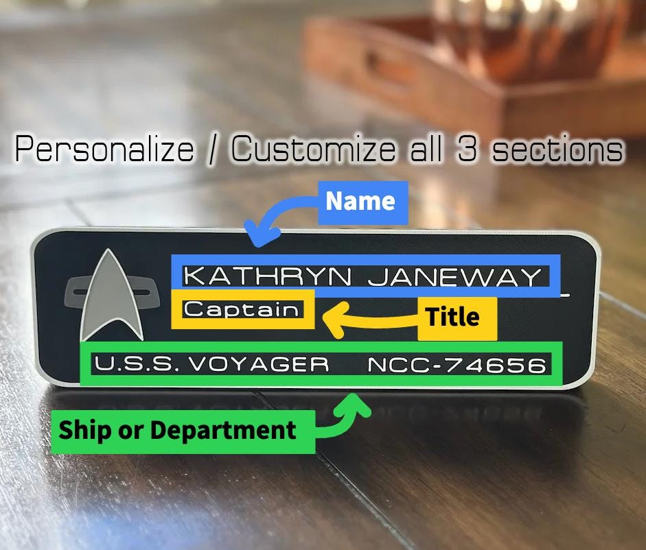 ST TNG TOS - Name Plate - Desktop Plaque - Personalized