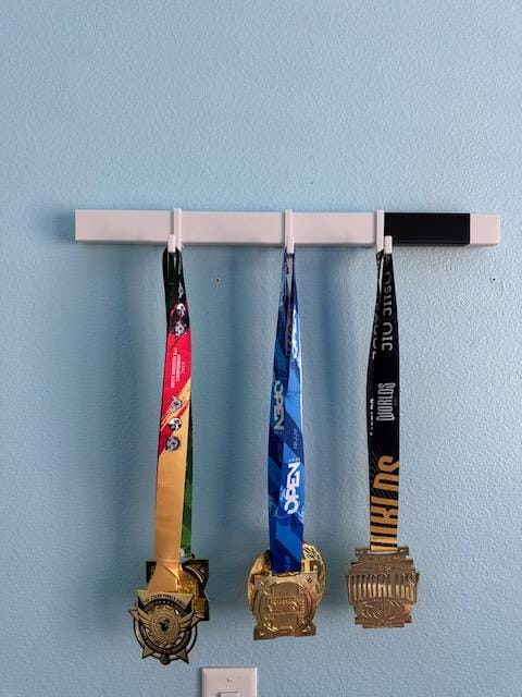Jiu Jitsu Medal Display Rack | BJJ Medal Holder Wall Mount | Martial Arts Medal Organizer | Wrestling & MMA Medal Hanger | Flush Mount