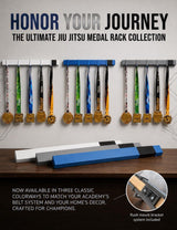 Jiu Jitsu Medal Display Rack | BJJ Medal Holder Wall Mount | Martial Arts Medal Organizer | Wrestling & MMA Medal Hanger | Flush Mount