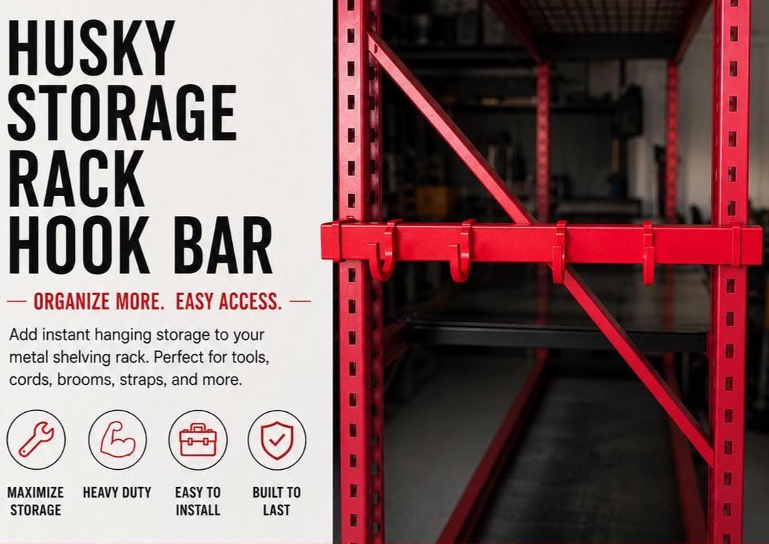Husky Compatible Storage Rack Hooks | Side Bar Hooks | Organizer Attachment